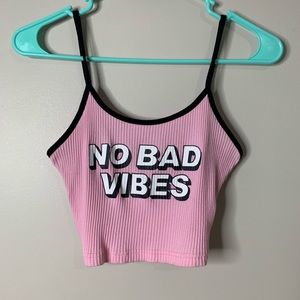 No bad vibes crop tank top.